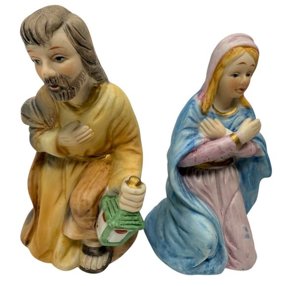 Flambro Fine Porcelain Nativity Set Made in Taiwan Vintage Christmas Figures - Picture 4 of 7